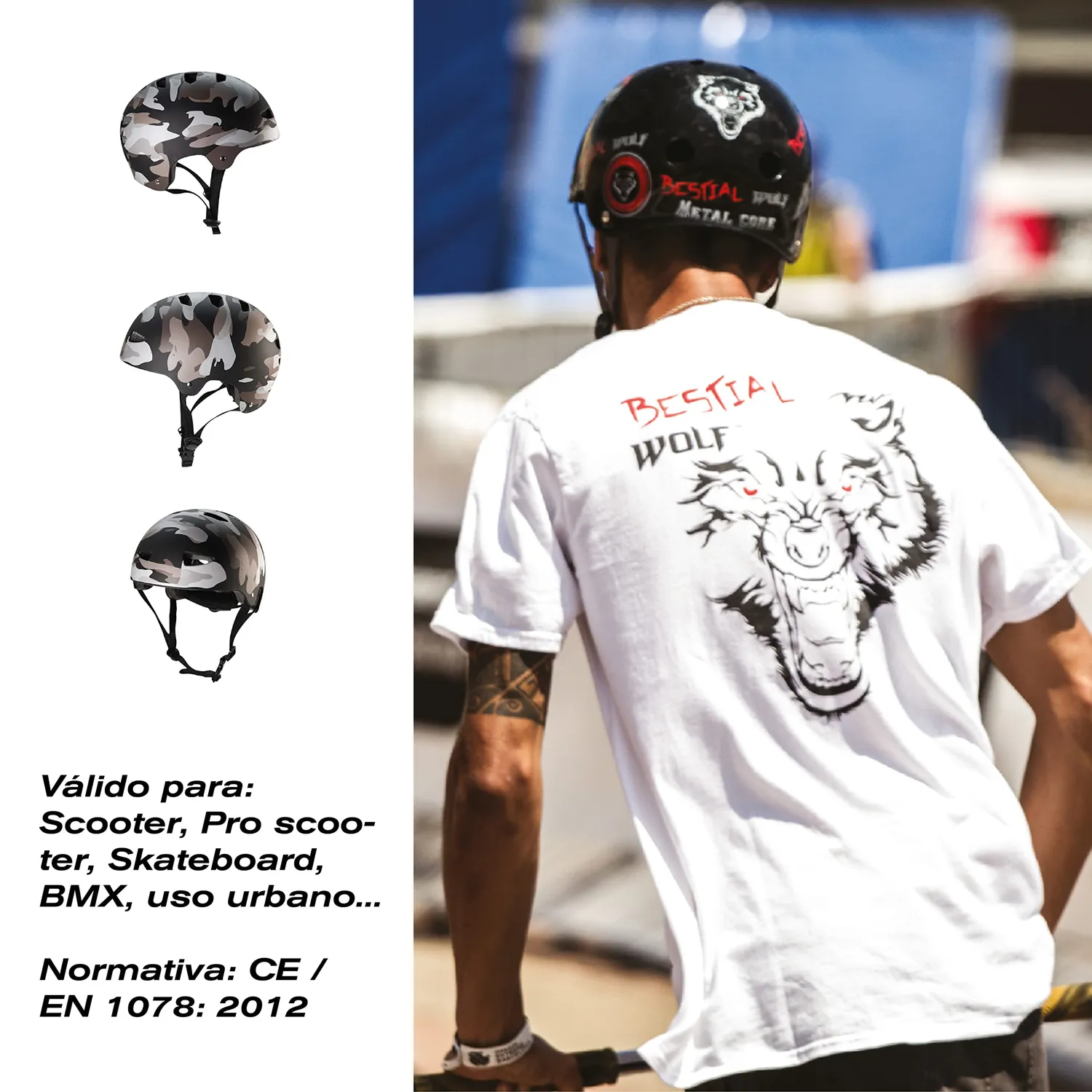 Bestial Wolf Skull Casco Skate Terracotta Regolabile