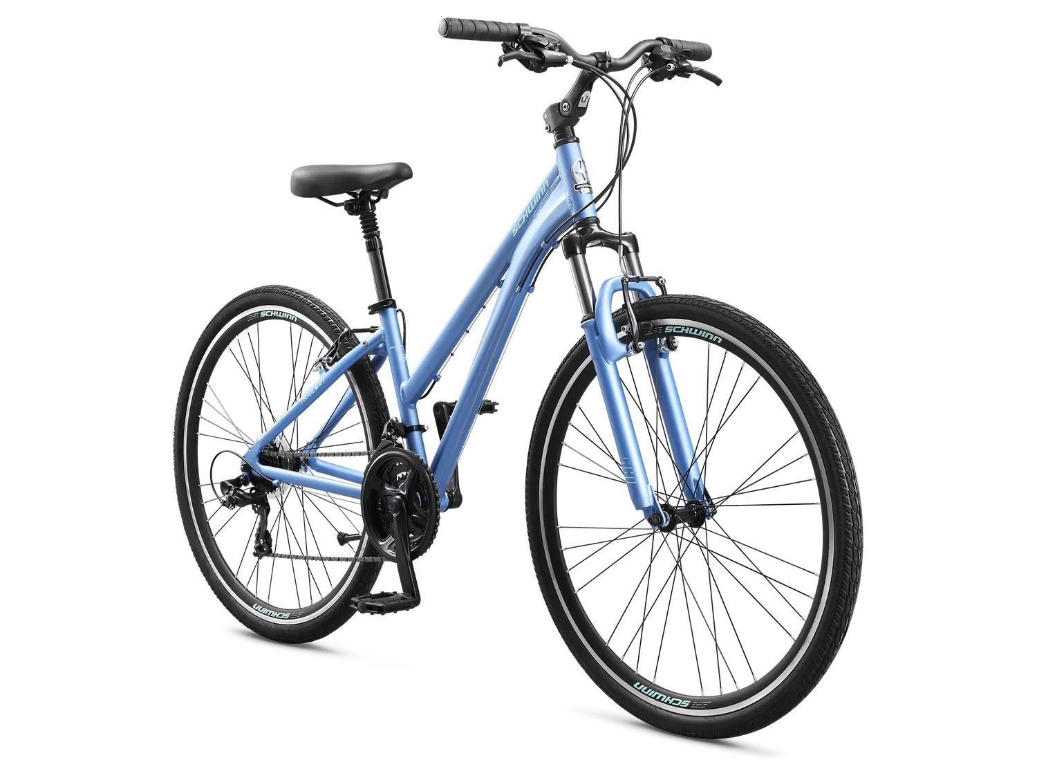 Schwinn Trailway Step-Thru bici ibrida pervinca telaio basso