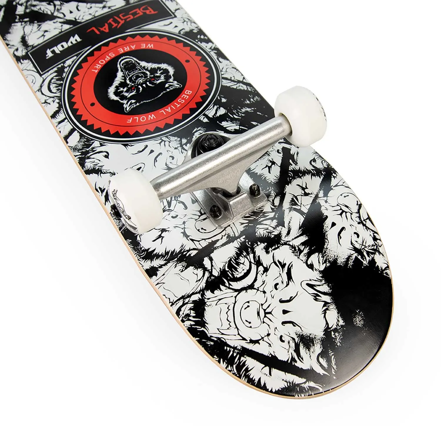 Bestial Wolf Urban skateboard completo 8" nero rosso