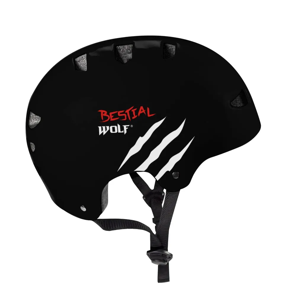 Bestial Wolf Black Skull B casco skate taglia L nero