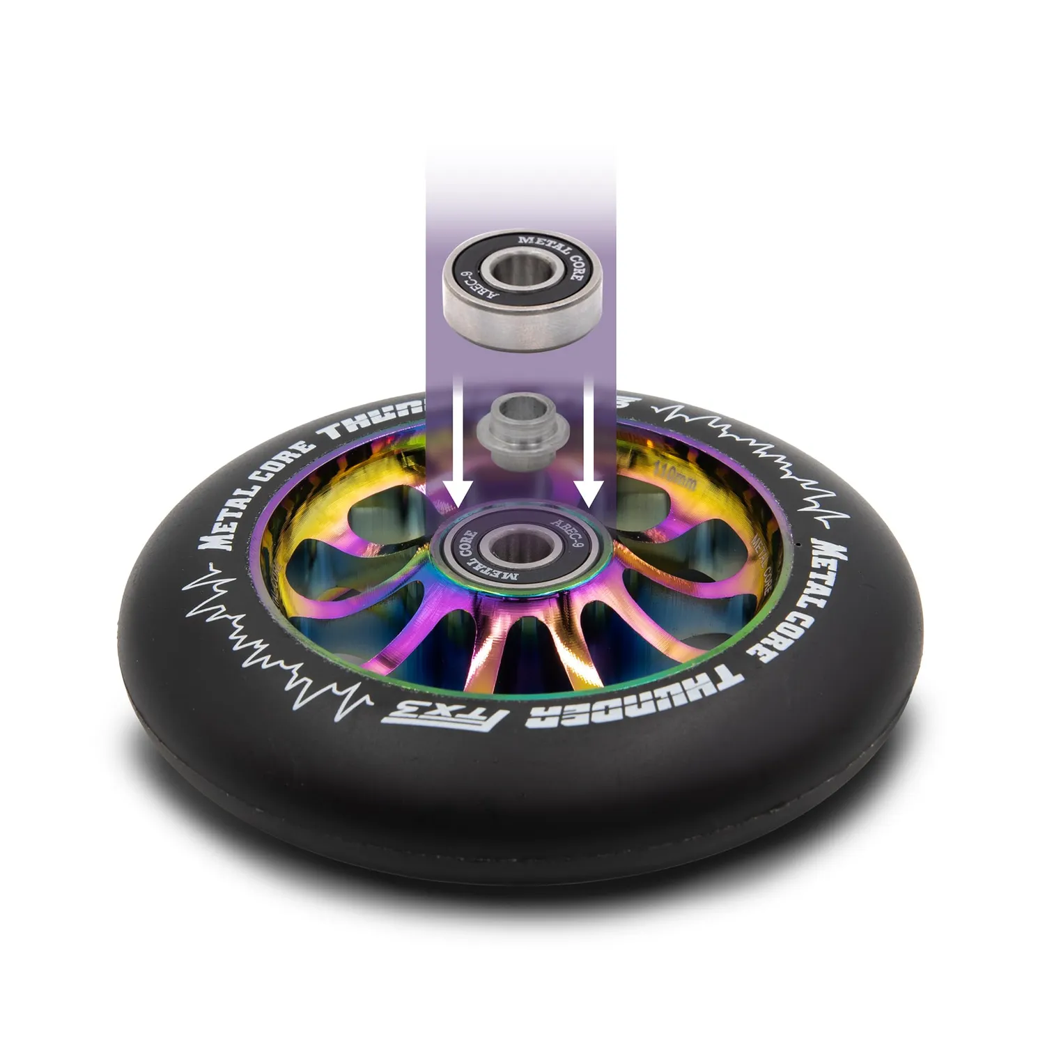 Bestial Wolf Metal Core Thunder ruota 110 mm nero arcobaleno