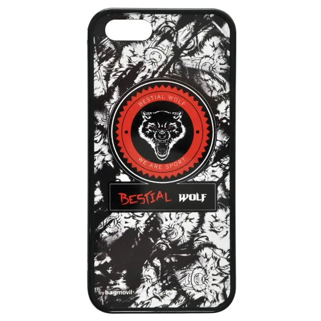 Bestial Wolf 1443B cover iPhone 4 gomma nera 2D