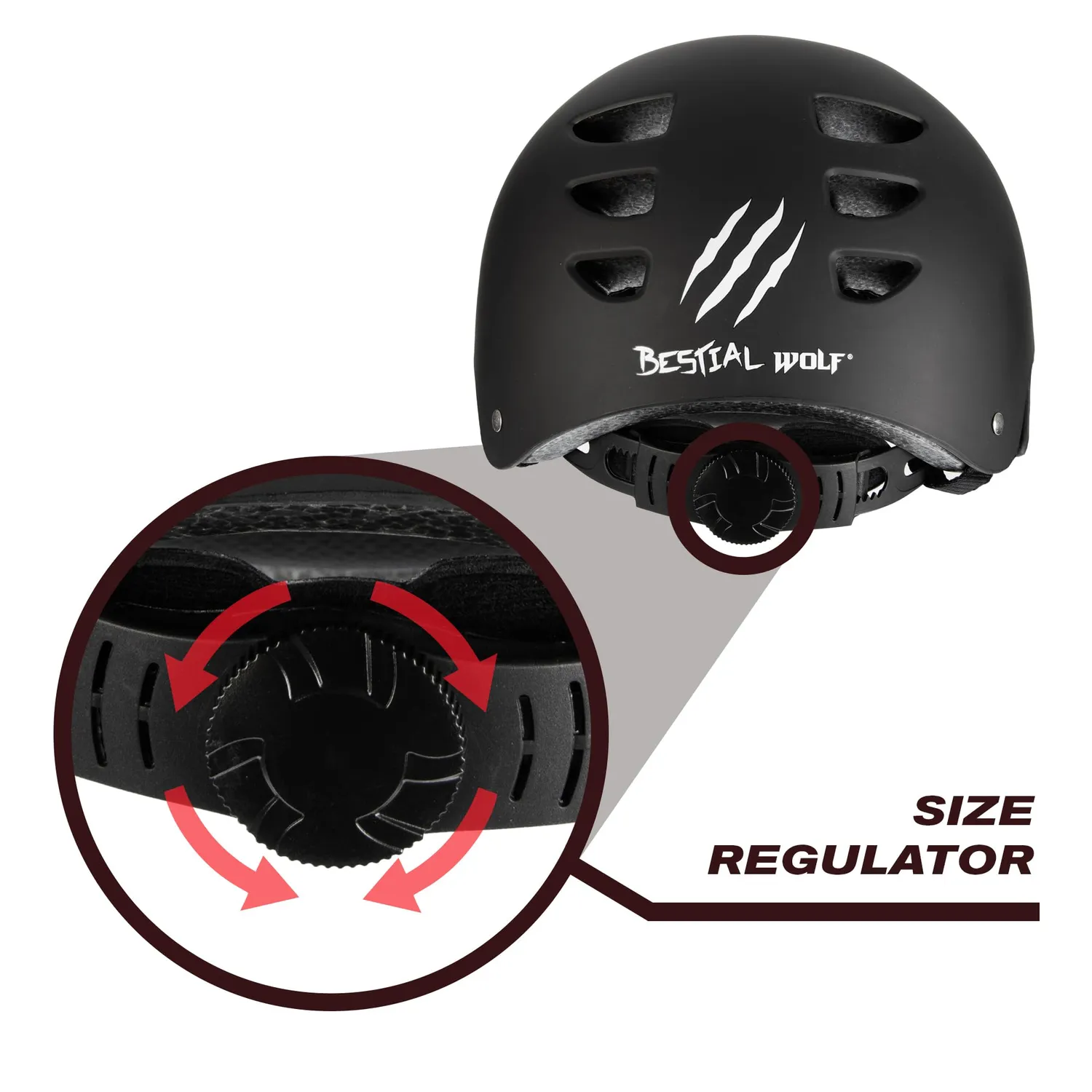 Bestial Wolf Black Skull B casco skate taglia L nero