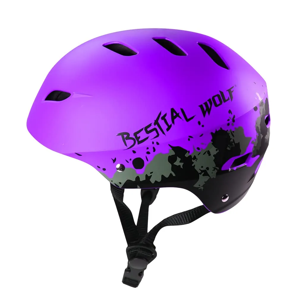 Bestial Wolf Shell casco skate viola opaco regolabile