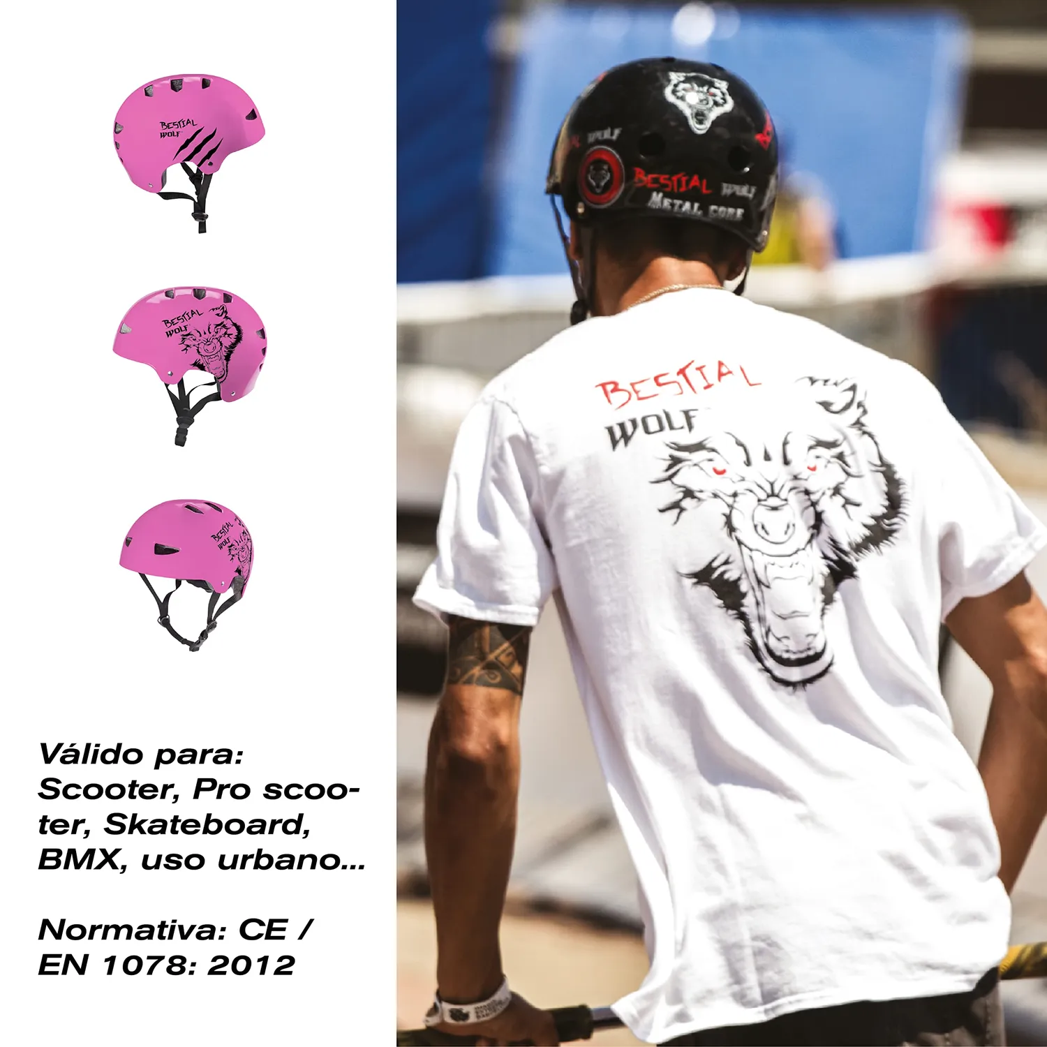 Bestial Wolf Skull casco skate regolabile unisex