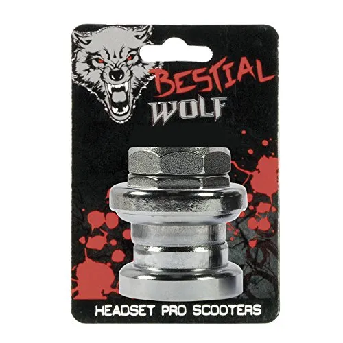Bestial Wolf Head serie sterzo monopattino argento acciaio filettata