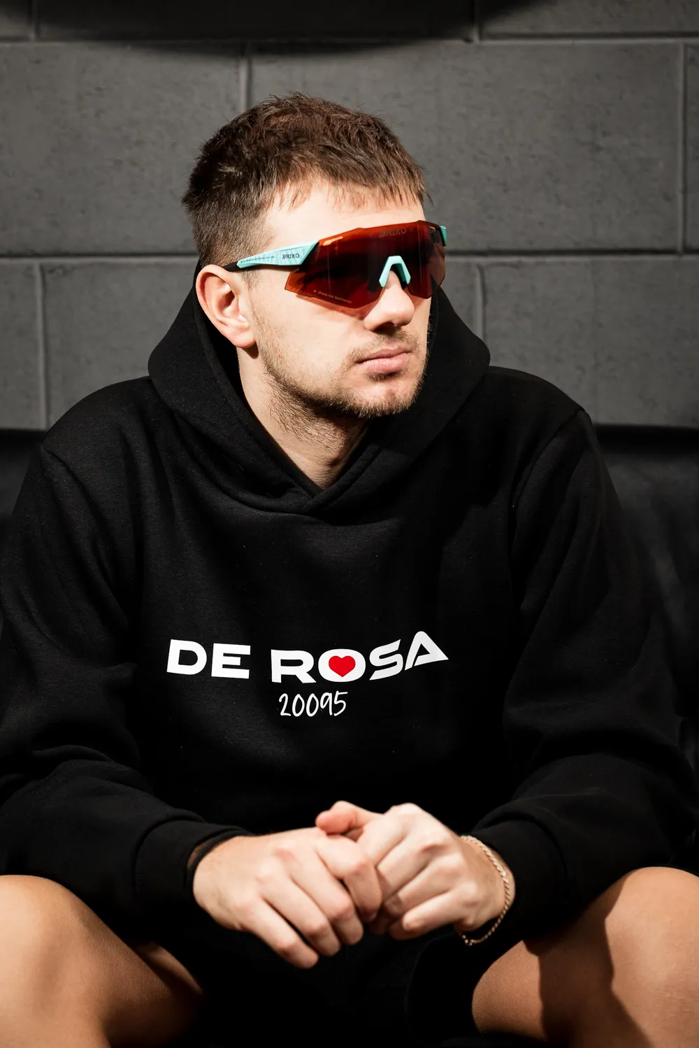 De Rosa 20095 felpa cappuccio cotone unisex stampa petto