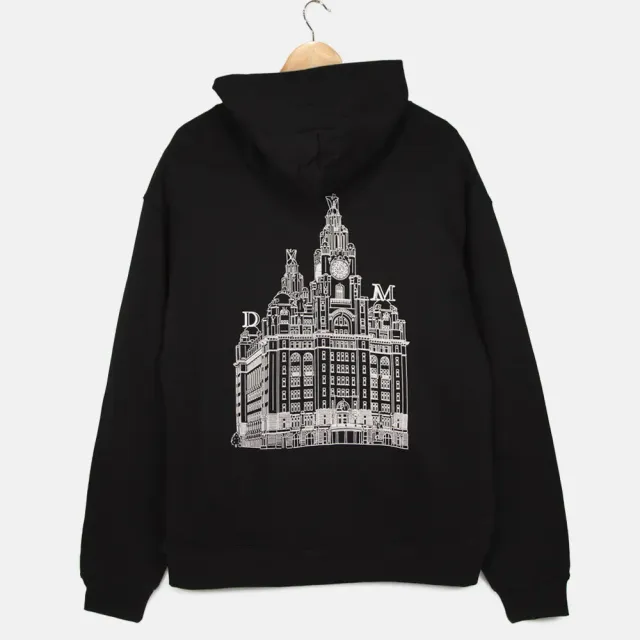 The National Skateboard Co. Liver Building felpa cappuccio nera 320 GSM