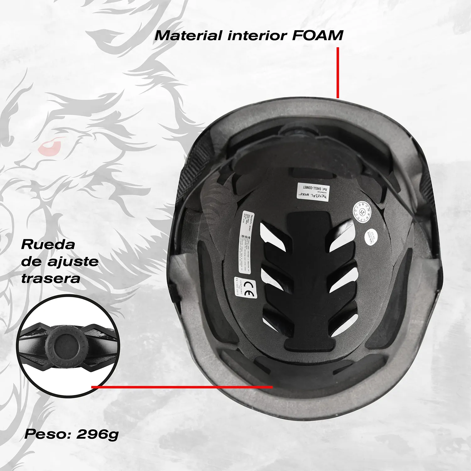 Bestial Wolf Shell casco skate bianco opaco regolabile