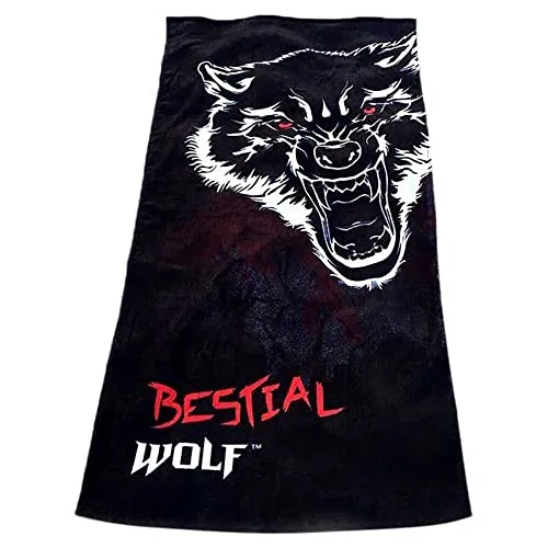 Bestial Wolf asciugamano spiaggia cotone nero 75x150