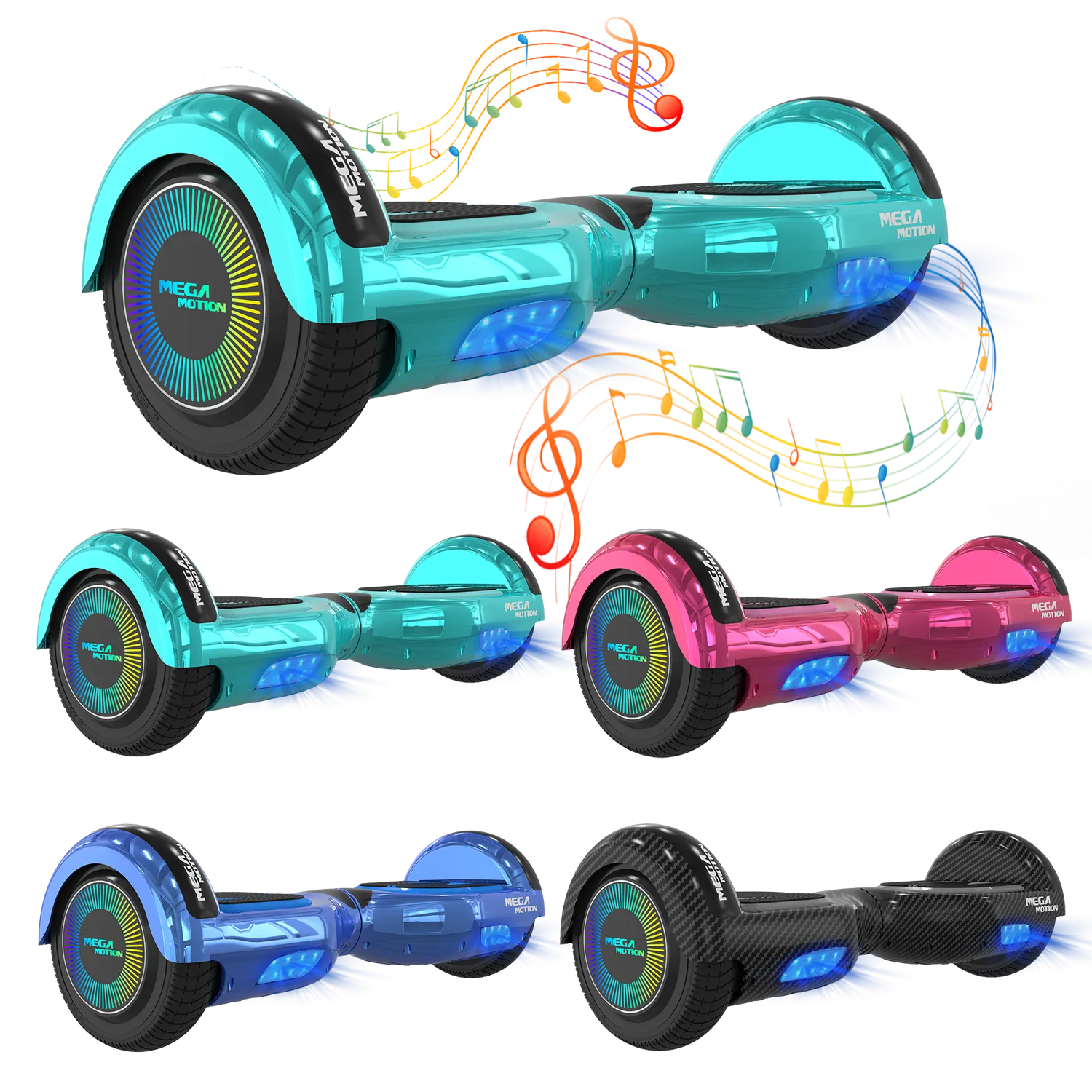 MEGA MOTION A03 hoverboard bambini blu LED Bluetooth