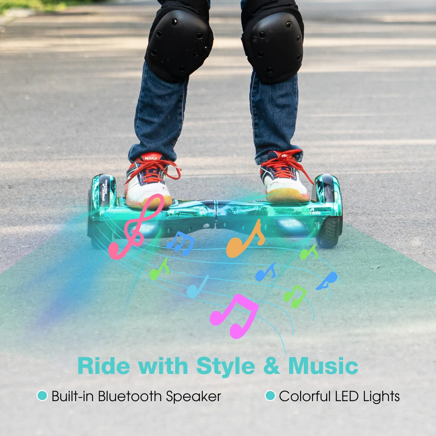 MEGA MOTION A03 hoverboard bambini blu LED Bluetooth