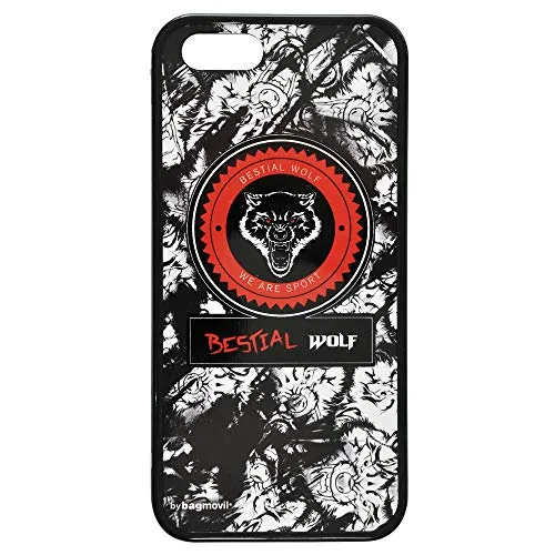 Bestial Wolf 1443B cover iPhone 4 gomma nera 2D