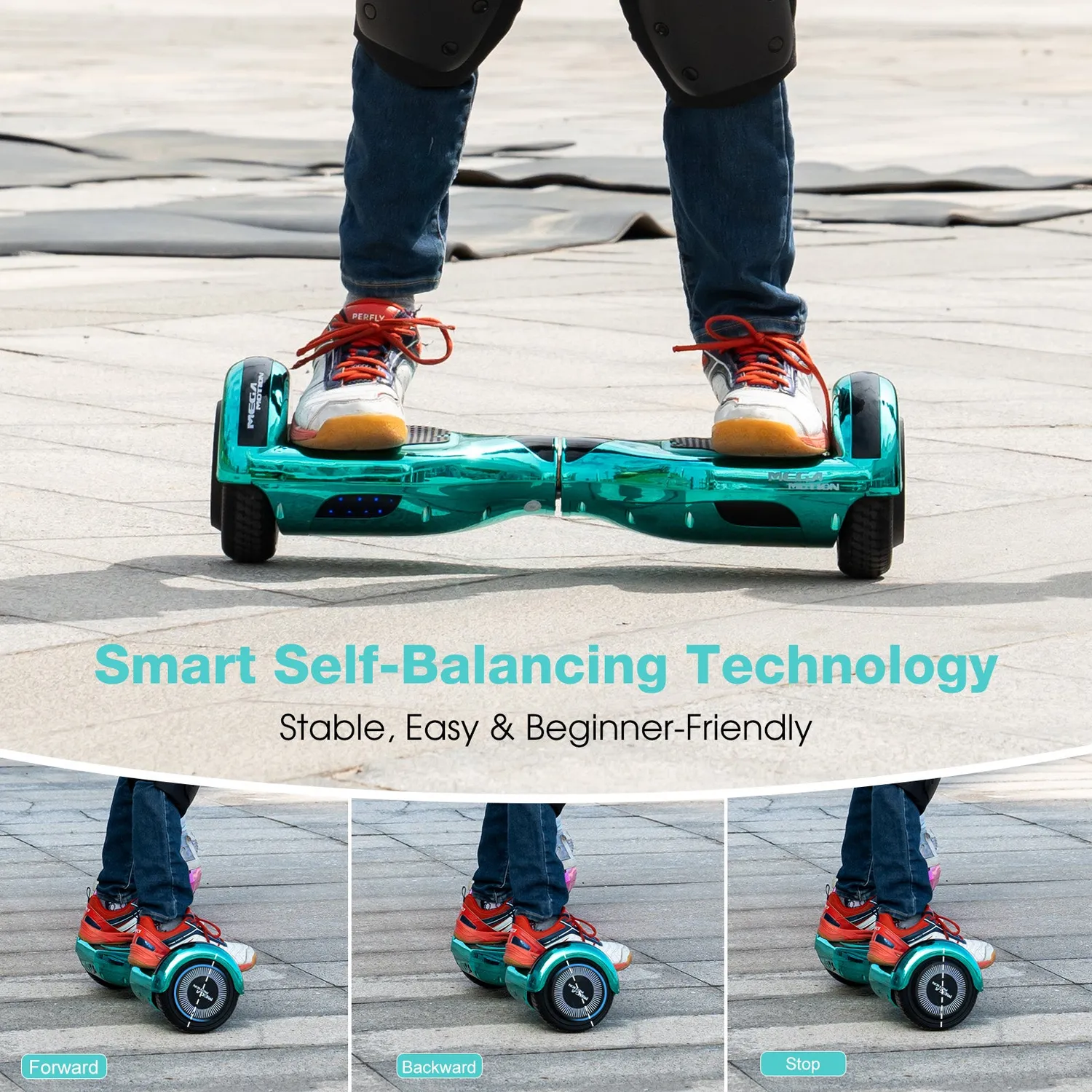 MEGA MOTION A03 hoverboard bambini blu LED Bluetooth