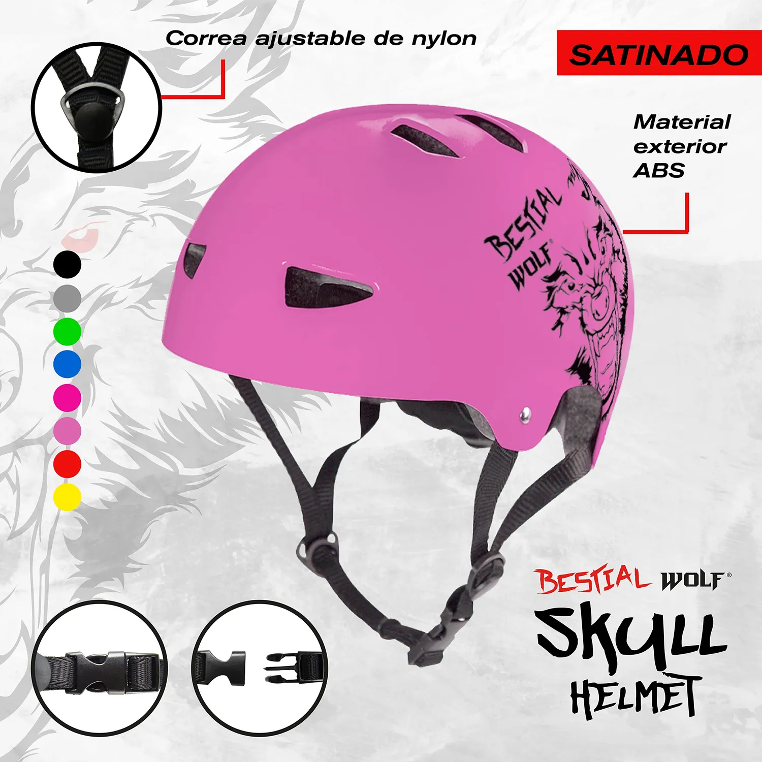 Bestial Wolf Skull casco skate regolabile unisex