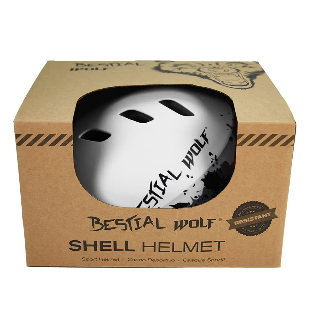 Bestial Wolf Shell casco skate bianco opaco regolabile