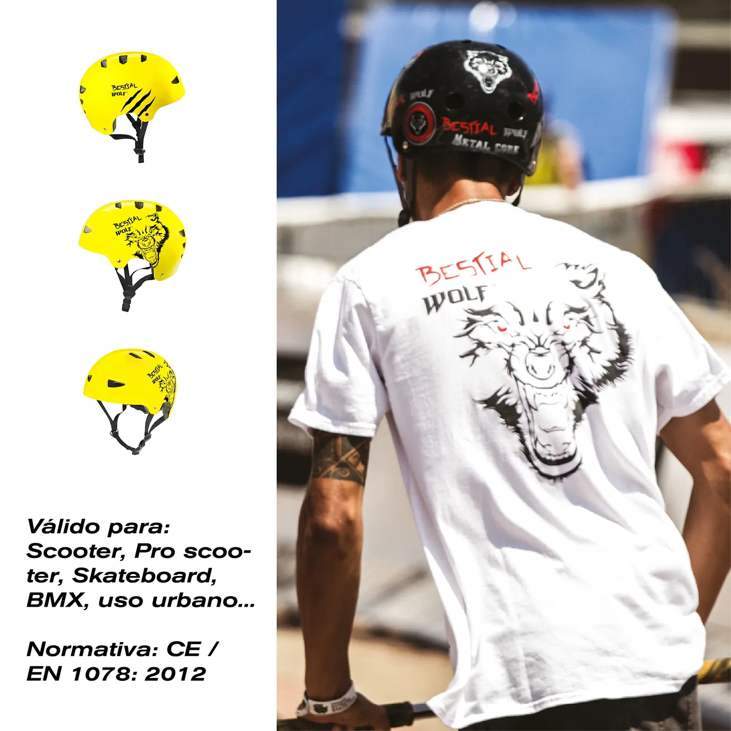 Bestial Wolf Skull casco skate regolabile omologato CE