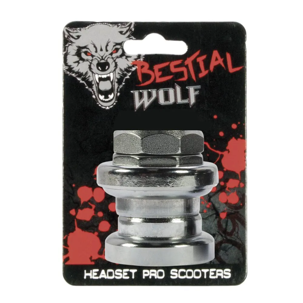 Bestial Wolf Head serie sterzo monopattino argento acciaio filettata