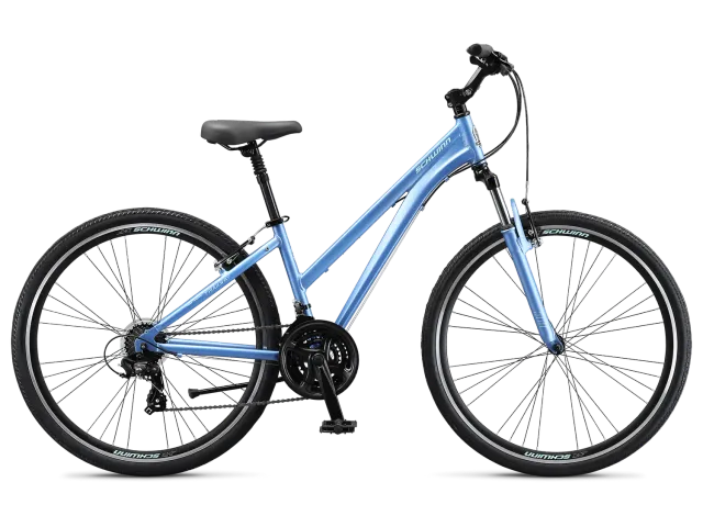 Schwinn Trailway Step-Thru bici ibrida pervinca telaio basso