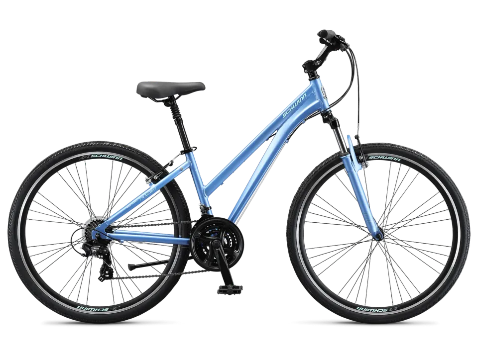 Schwinn Trailway Step-Thru bici ibrida pervinca telaio basso