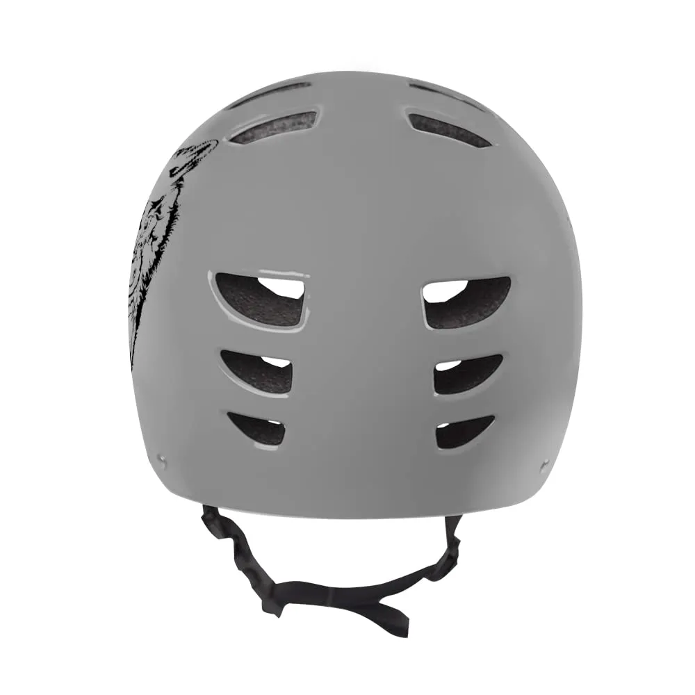 Bestial Wolf Skull Casco Skate Grigio Satinato Regolabile