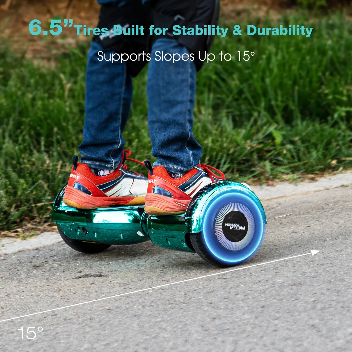 MEGA MOTION A03 hoverboard bambini blu LED Bluetooth