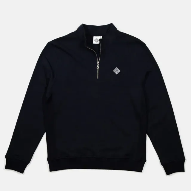 National Logo felpa mezza zip navy 450 GSM ricamo petto