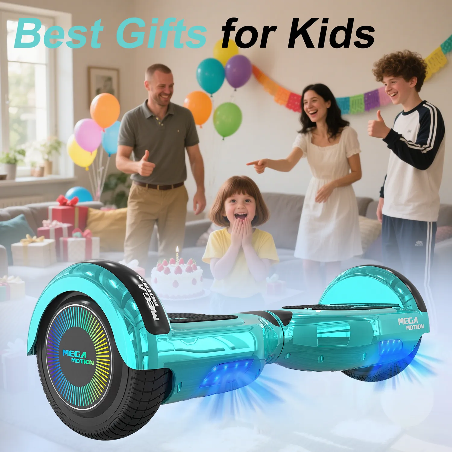 MEGA MOTION A03 hoverboard bambini nero LED Bluetooth