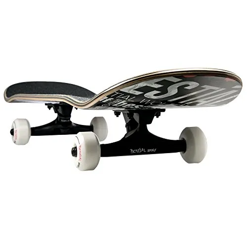 Bestial Wolf Wild skateboard completo 7,75" nero rosso