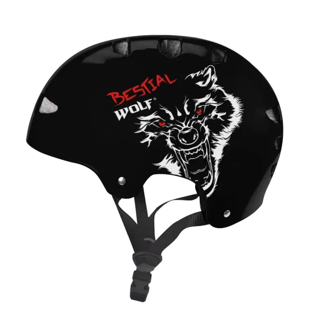 Bestial Wolf Black Skull B casco skate taglia L nero