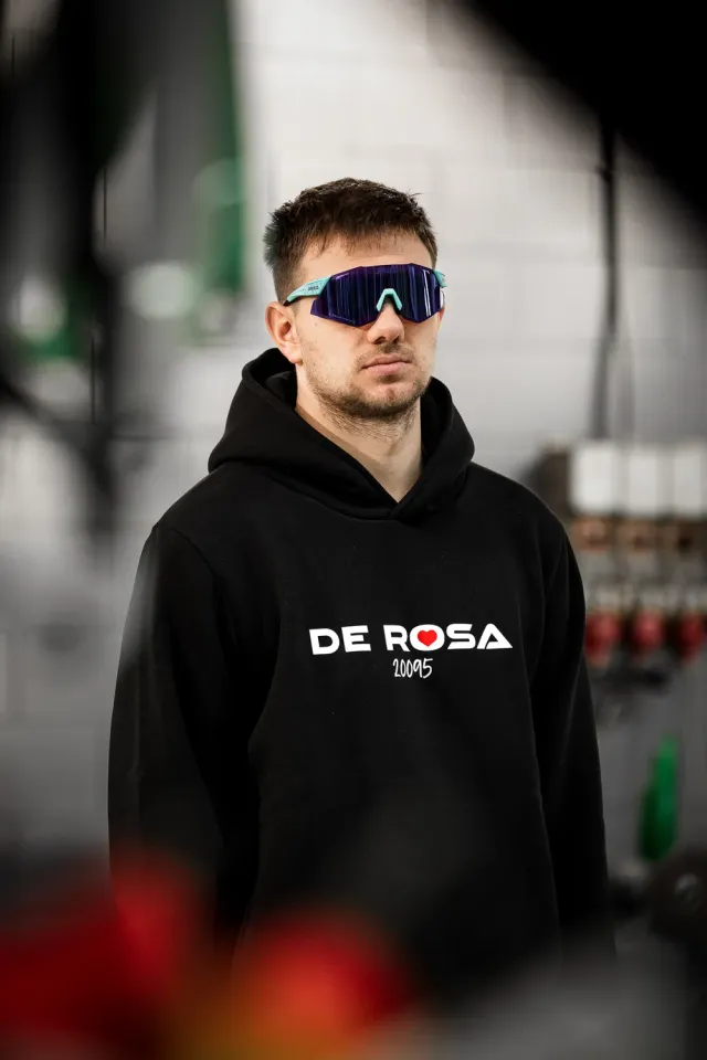 De Rosa 20095 felpa cappuccio cotone unisex stampa petto