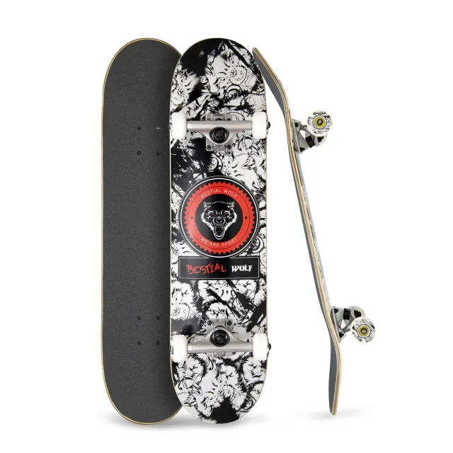 Bestial Wolf Urban skateboard completo 8" nero rosso