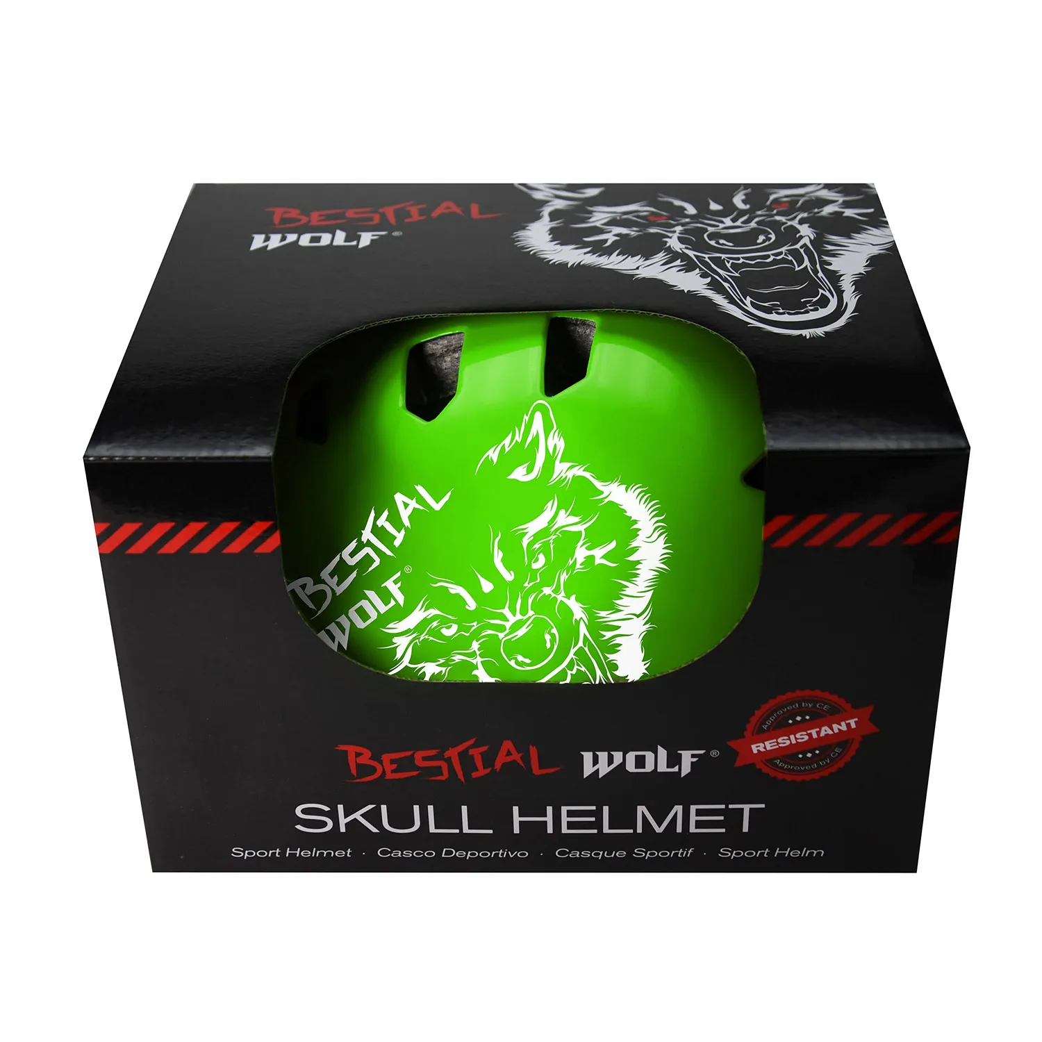Bestial Wolf Skull casco skate bambino adulto regolabile
