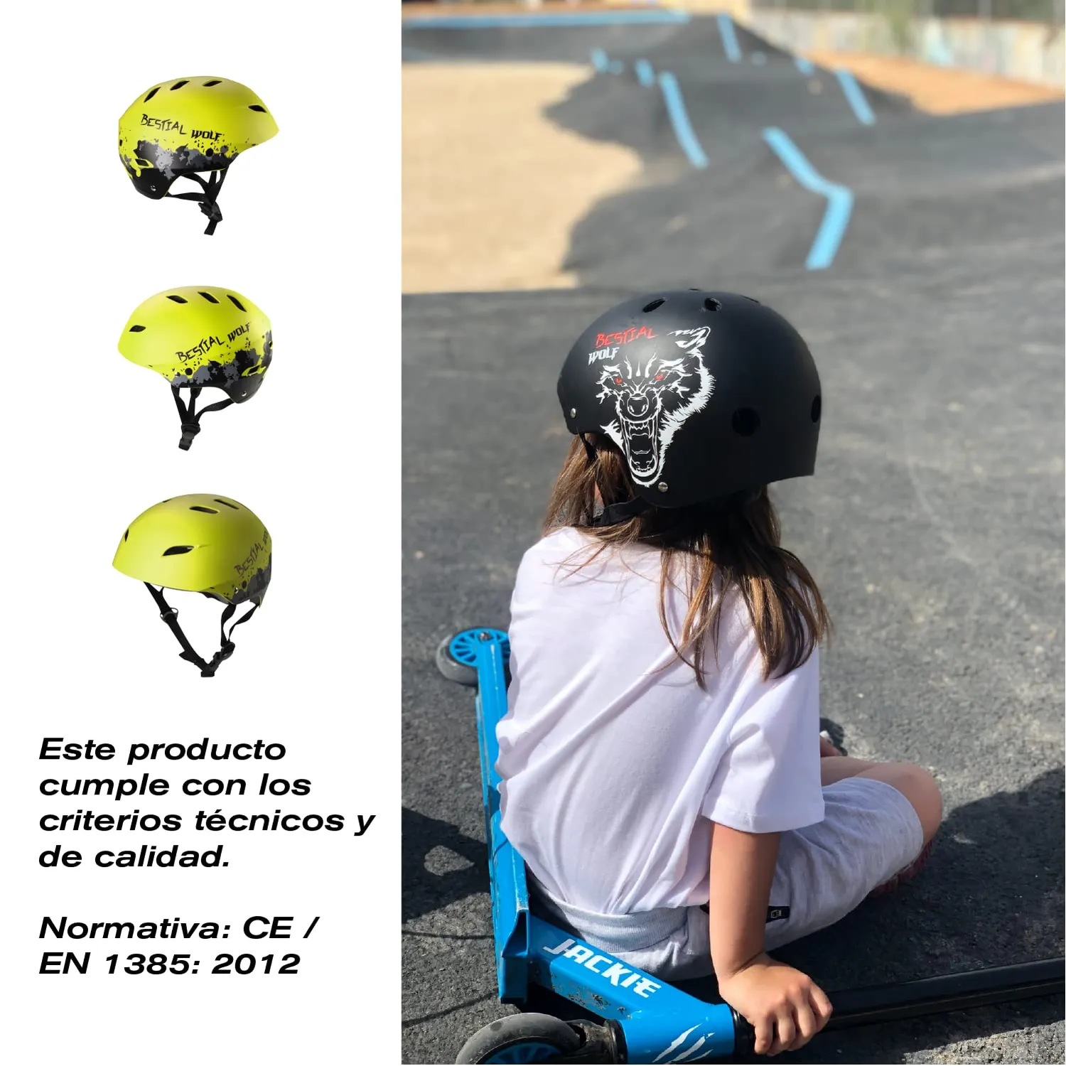 Bestial Wolf Shell casco skate verde opaco regolabile
