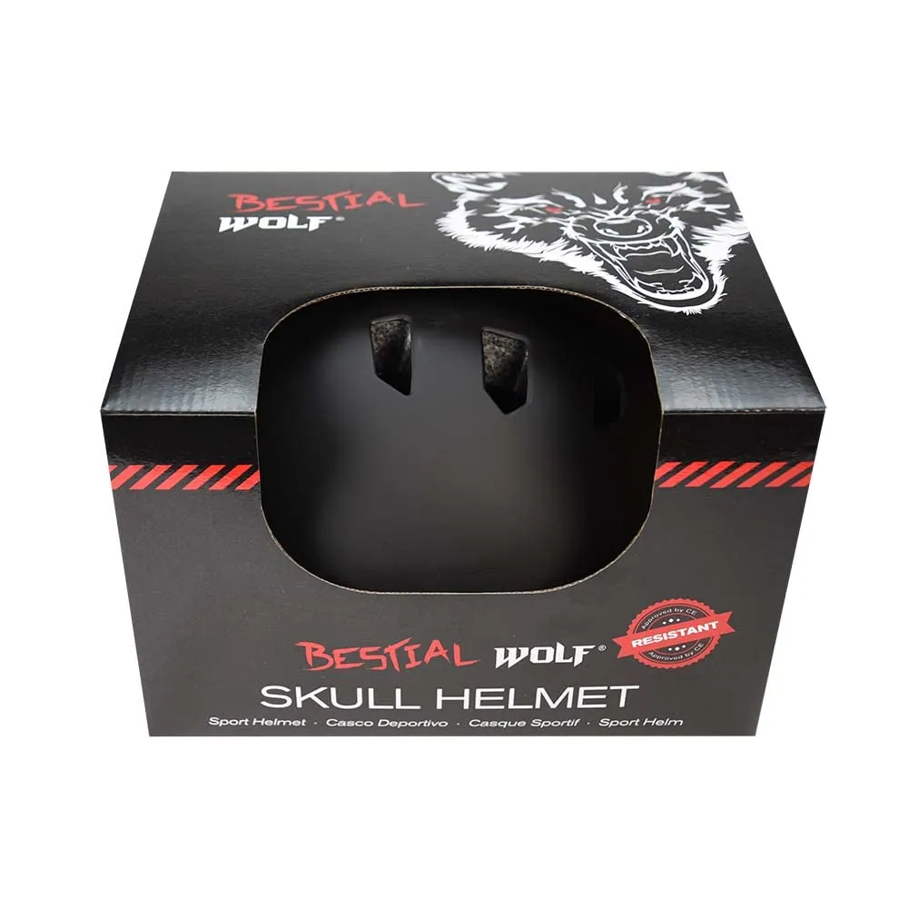 Bestial Wolf Skull casco skate verde satinato regolabile