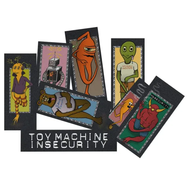 Toy Machine Insecurity grip skate + sticker pack nero
