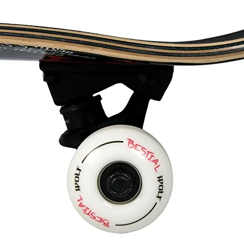 Bestial Wolf Wild skateboard completo 7,75" nero rosso