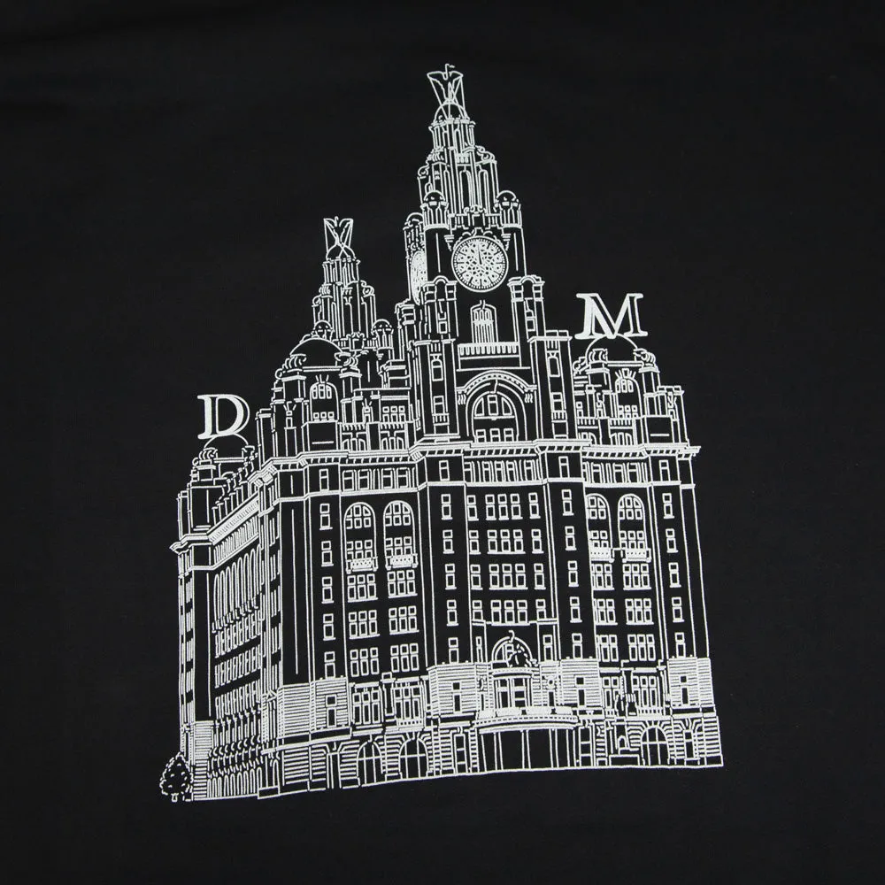 The National Skateboard Co. Liver Building felpa cappuccio nera 320 GSM