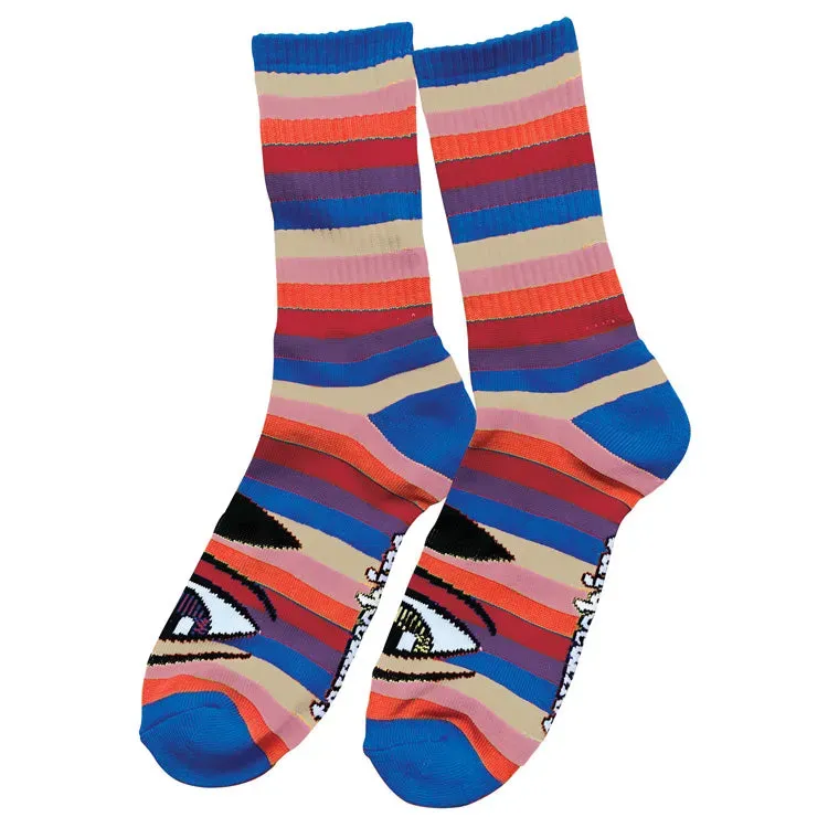 Toy Machine Sect Eye calzini skate blu arcobaleno cotone