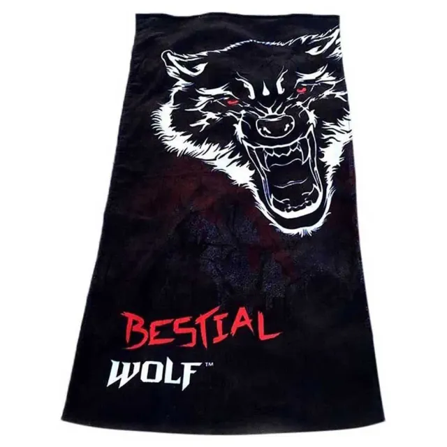Bestial Wolf asciugamano spiaggia cotone nero 75x150
