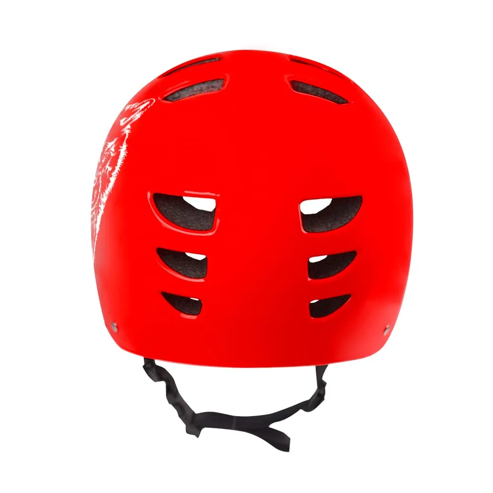 Bestial Wolf Skull casco skate rosso regolabile