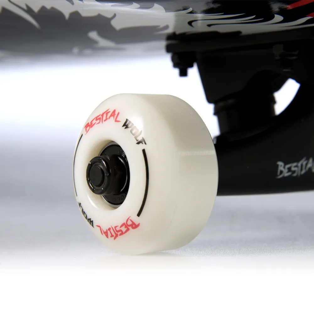 Bestial Wolf Wild skateboard completo 7,75" nero rosso