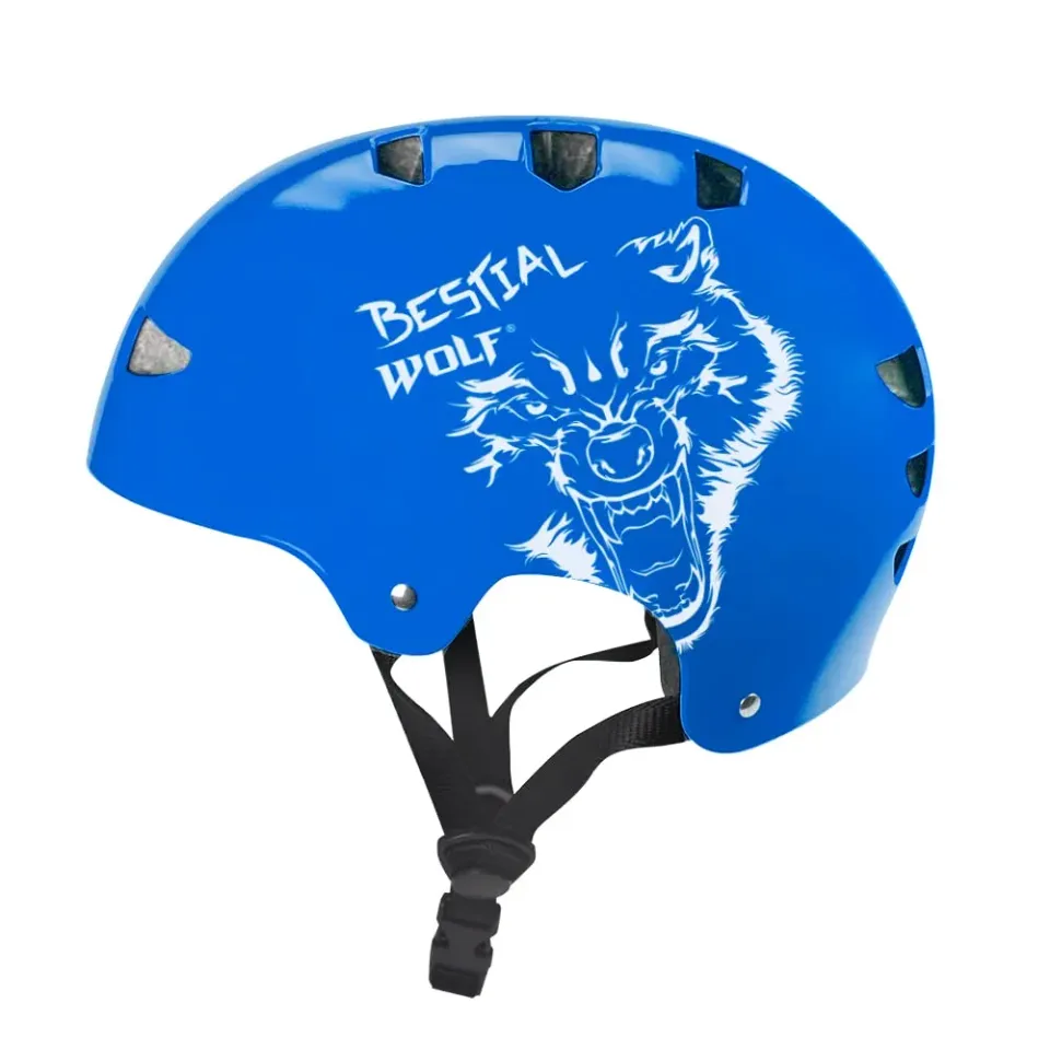 Bestial Wolf Skull casco blu regolabile skate