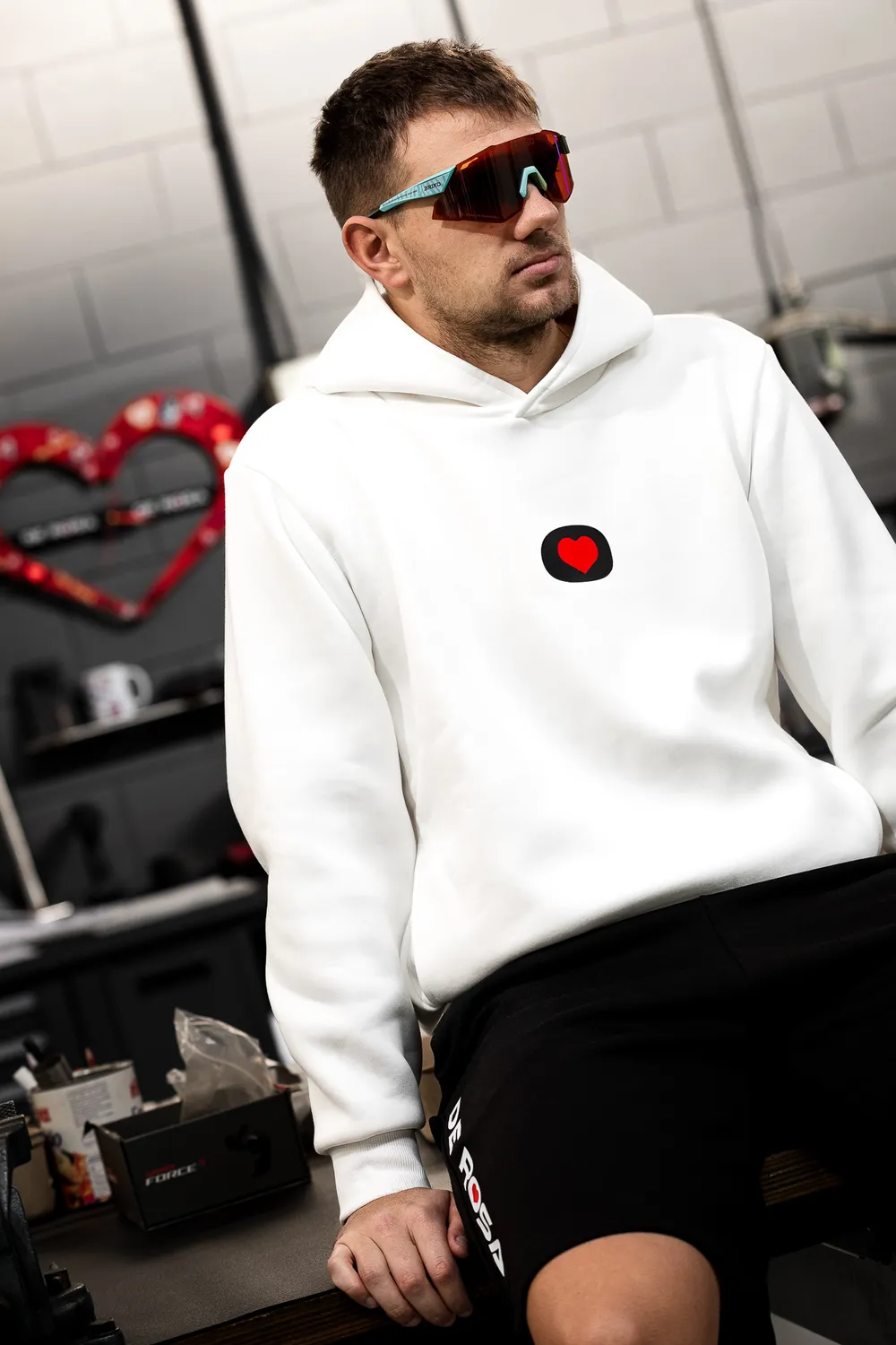 De Rosa Heart Hoodie felpa cappuccio unisex cuore